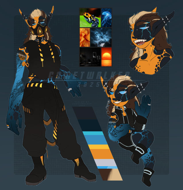 Ref includes: 2 Full bodies, 1 chibi, 1 headshot, 1 mawshot, various accessories, detail shots/closeups.