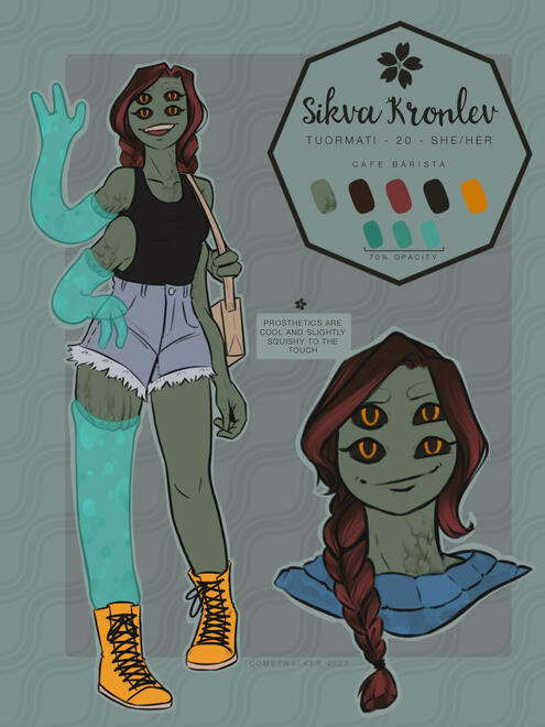 Ref includes: 1 Full body, 1 half body (back view) 3 chibis, 1 headshot, 1 mawshot, various accessories, detail shots/closeups.